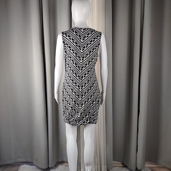 Apt. 9 Womens Geometric Black, White Sheath Midi Dress (has some stretch) Sz M - Picture 3 of 11